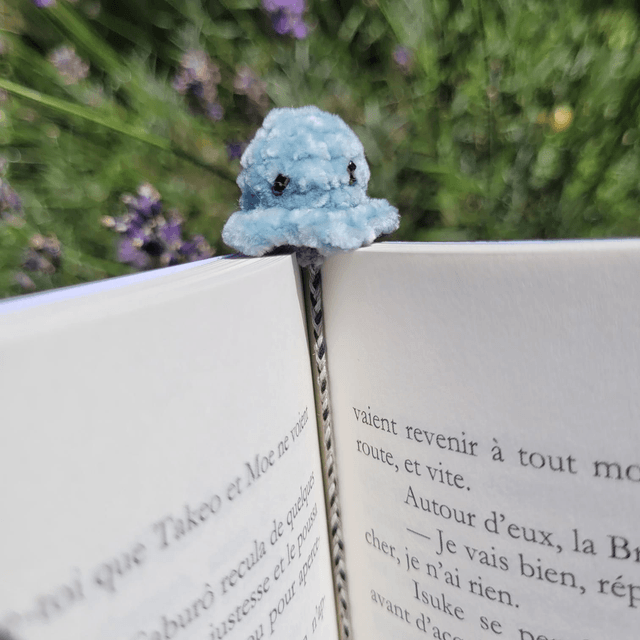 Marque page - Fluffy Poulpy - bleu ciel